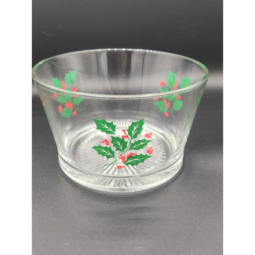 Vintage Indiana Glass‎ Holly & Berries Serving Bowl